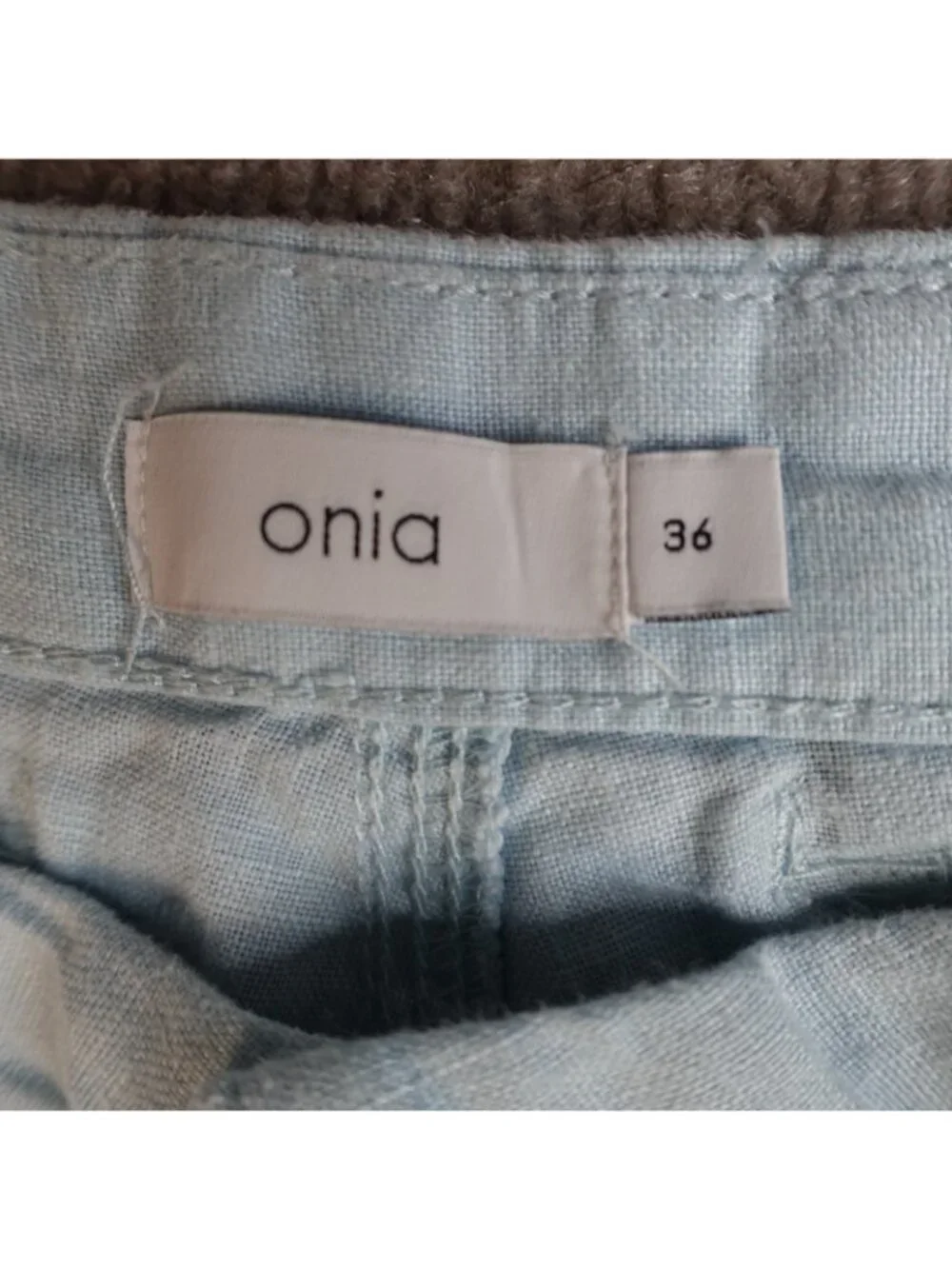 Onia Mens Shorts 38 Blue Solid 100% Linen Zip Fly 9.5